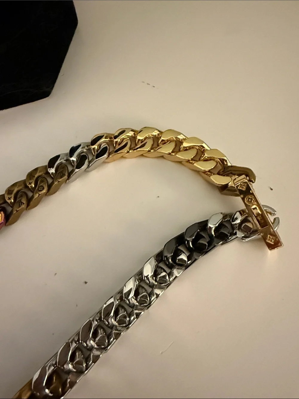 Louis Vuitton Multicolor Iridescent & Gold Cuban Link Necklace